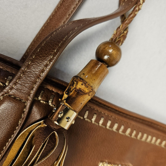 Big Buddha Western Tote Two Tone Brown Tassel Large Shoulder Handbag Business XL - Picture 15 of 16